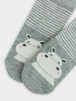Цена за 5 пар! Носки детские в цвете серый меланж с рисунком в виде бегемота - Mark formelle фото 2