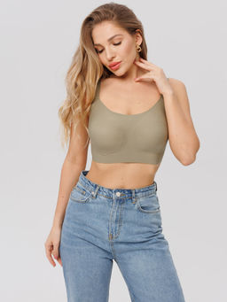 Топ бесшовный бескаркасный с вкладышами Lingeamo хаки ВТ-02 (125)  фото 9