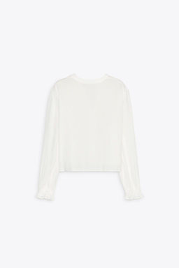 CROPPED BLOUSE WITH CUTWORK EMBROIDERY - Zara фото 4