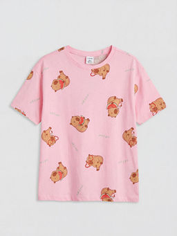 Bask?l? K?z ?ocuk ?ortlu Pijama Tak?m?