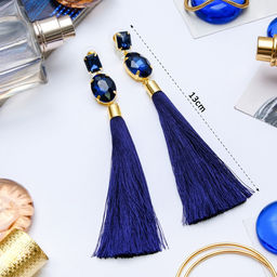 Серьги ассорти Кисти блеск вечера, две фигуры, цвет синий, L кисти 8 см