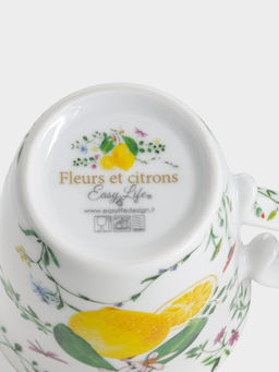Кружка, 275 мл, фарфор P, белая, Цветы и лимоны, Fleurs et Citrons