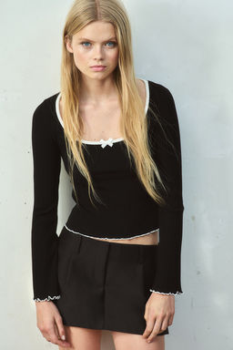 Top de canale con detalles sobrehilados - H&m фото 2