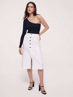 CONTE Боди на одно плечо из полотна в рубчик с декоративными швами LBD 2627 black - Conte elegant фото 3