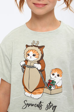 Пижама для девочки ПД-019-073 Кот Новый год