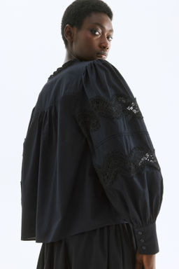 Blusa de algod?n con inserciones de encaje - H&m фото 2