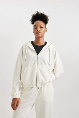 DeFactoFit Oversize Fit Толстовка Премиум с капюшоном и двумя карманами на молнии фото 5