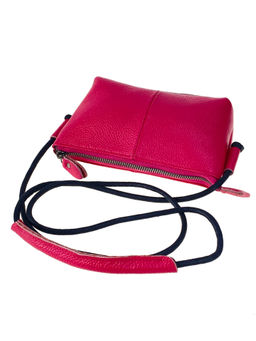 Сумочка кросс боди из натуральной кожи, цвет фуксия - Greta фото 2