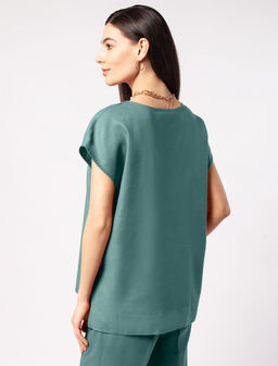 VILATTE / Свободная блузка-топ без застежки изо льна  фото 4