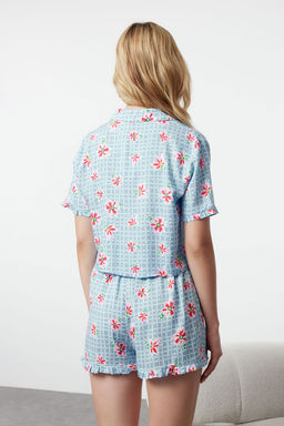 Trendyolmilla Kad?n Mini Me/Anne K?z Pembe Cicekli F?rf?rl? Viskon Sortlu Dokuma Pijama Tak?m? THMSS23PT00167 фото 10