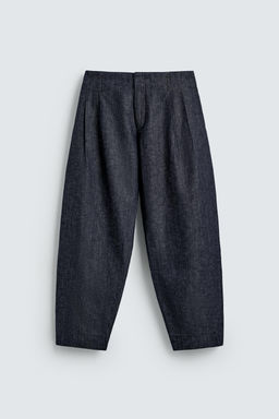 PANTAL?N BALLOON FIT PLIEGUES / Azul / ?ndigo - Zara фото 7
