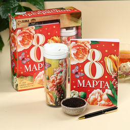 Набор Самой прекрасной: чай чёрный со вкусом ваниль и карамель 20 г., термостакан 350 мл., ежедневник 80 листов, ручка