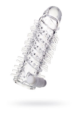 Насадка на пенис A-Toys by TOYFA Fril с вибропулей, TPR, прозрачная, 13,4 см