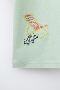 CAMISETA BORDADOS / Verde agua - Zara фото 4