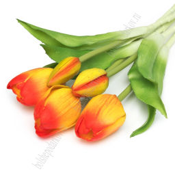 Веточка декоративная 33 см, 31 см "Тюльпан" (5 шт) SF-8137, желто-красный