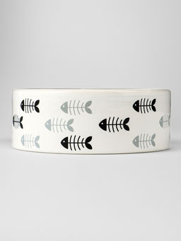 Миска керамическая «Рыбные косточки» 300 мл 12.5×4.5 см, серая/белая