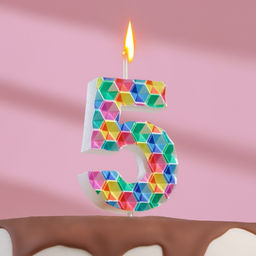 Свеча в торт на шпажке Калейдоскоп, цифра 5, 7 см