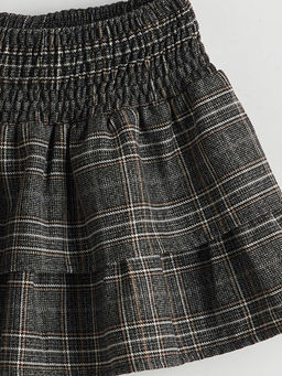 Beli Lastikli Ekose Desenli K?z ?ocuk Etek