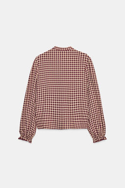 BLUSA VOLANTES CUADROS / Burgundy - Zara фото 8