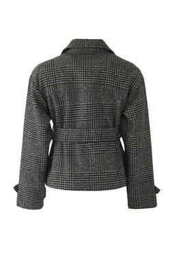 Koyu Gri Ekose Desenli Regular Kal?p Kusakl? Kase Ince Ceket Mont TWOAW26MO00134 - Trendyolmilla фото 9