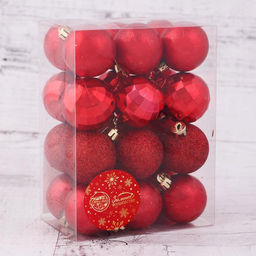 Ёлочные игрушки Диско МИКС, шары новогодние, d=4 см, набор 24 шт., красный - Зимнее волшебство фото 2