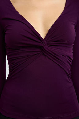 Murdum Buzgu/Drape Detayl? Fitted/Vucuda Oturan Uzun Kollu Esnek Orme Bluz TWOAW25BZ00247