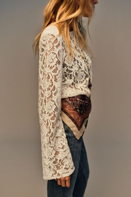LACE TOP WITH SHOULDER PADS - Zara фото 3
