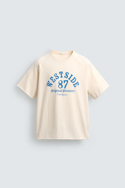 CAMISETA RELAXED FIT TEXTO LAVADO / Blanco