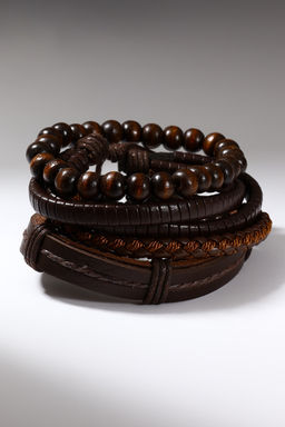 Набор браслетов «Парун», 4 шт. кожа, коричневый, d=7.5 см