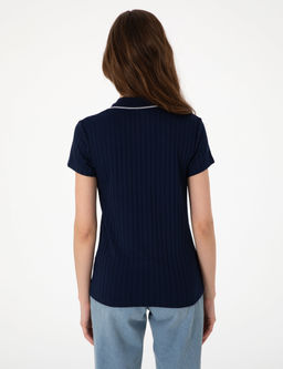 Lacivert Slim Fit Basic Ti__rt