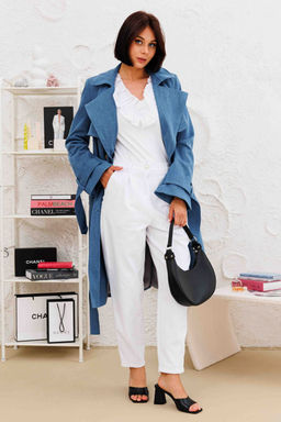 Плащ AURA 7037-176 темно-голубой деним