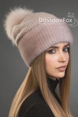 Шапка Оливия норка трикотаж кизил