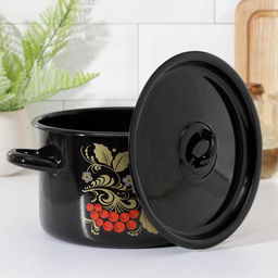 Кастрюля эмалированная «Рябина», 2.9 л, d=20 см, с крышкой, и, деколь, МИКС, ручка МИКС