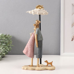 Фигурка полистоун Пара с тучкой и солнцем, розово-голубой, 6?16?30 см
