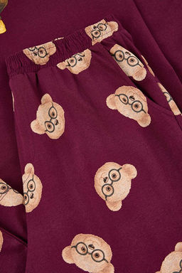 Bordo Regular %100 Pamuk Ay_c_k Desenli _rme Pijama Tak_m_ TMNAW26PT00007 - Trendyolmilla фото 2
