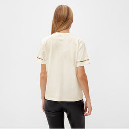 Футболка женская с красным кантом Basic line, молочная, размер 44