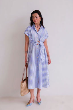 Martichelli Платье-рубашка в голубую полоску  фото 7