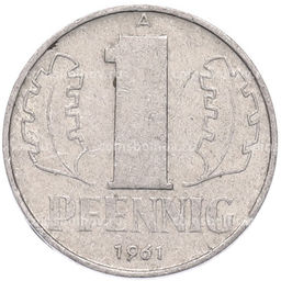 Монета 1 пфенниг 1961 года Восточная Германия (ГДР)