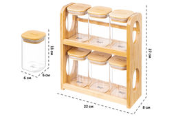 Набор 6 банок д/хранения 250 мл 22*8*27 см Crystal glass + бамб.крышка с сил.прокл.+бамб.подст - Elan gallery фото 2