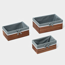 Корзины для хранения LaDо́m, 3 шт., ручной работы, прямоугольные, коричневые