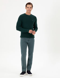 Erkek Slim Fit Bisiklet Yaka Koyu Ye_il Basic Kazak - U.s. polo assn фото 4