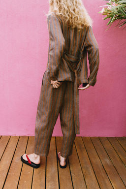 BLAZER RAYAS 100% LINO / Rayas marrones - Zara фото 6