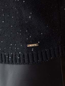 Джемпер с цельнокроенным коротким рукавом из хлопковой пряжи с пайетками - Vilatte фото 4