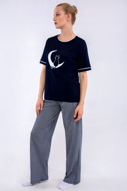 Арт. 10101 Пижама с брюками 44-54 (6 шт) Цвет:верх-темно-синий,низ бело-синий - Калинка фото 3