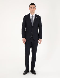 Lacivert Slim Fit Tak_m Elbise
