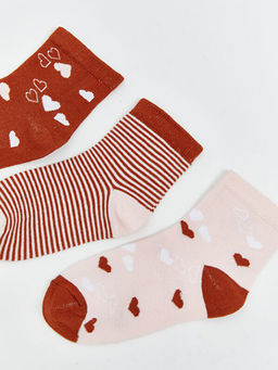 Desenli K?z ?ocuk Soket ?orap 3l?