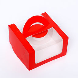 Коробка под бенто-торт с окном, алый, 14 х 14 х 8 см - UPAK LAND фото 2