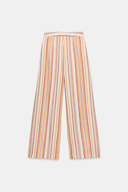 PANTAL?N ANCHO RAYAS CON LINO / Multicolor - Zara фото 7