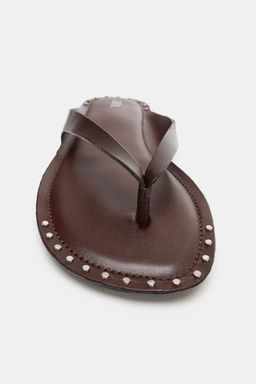 SANDALIA PIEL TACHAS / Tostado oscuro - Zara фото 5