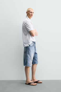BERMUDA DENIM BAGGY FIT ROTOS / Azul medio - Zara фото 4